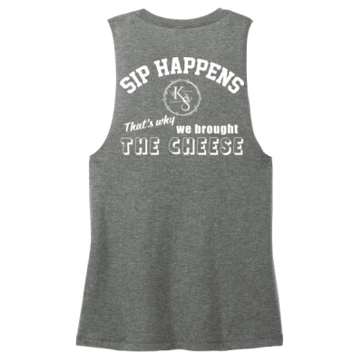 Ladies Triblend Muscle Tank - Sip Happens Thumbnail
