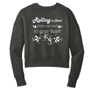 Ladies Cropped Fleece Crewneck - Rolling in Flavor Thumbnail