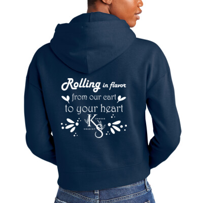 Ladies Cropped Fleece Hoodie - Rolling in Flavor Thumbnail